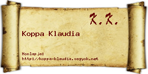 Koppa Klaudia névjegykártya
